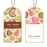 Vector colorful cookies vertical stripe frame pattern tags set N2