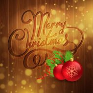 Christmas decoration on the wooden background Vector background N3