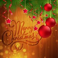 Christmas decoration on the wooden background Vector background N4
