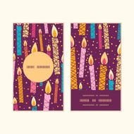 Vector colorful birthday candles vertical round frame pattern business cards