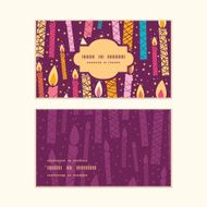 Vector colorful birthday candles horizontal frame pattern business cards set