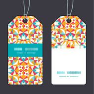 Vector colorful triangle texture vertical stripe frame pattern tags set N2
