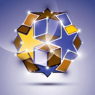 Party 3D violet glossy mirror ball with stars and cubes
