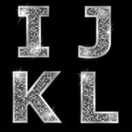 Silver metallic shiny letters I J K L