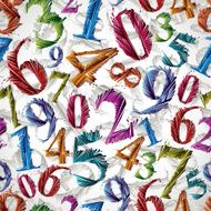 Colorful graphic stylized numbers seamless pattern