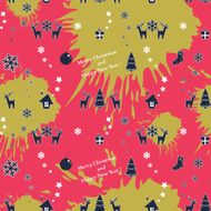 Vector seamless colorful Christmas pattern with blots ink