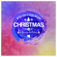 Watercolor blue stamp with Xmas congratulations
