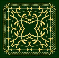 Gold ornament ondark green background