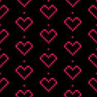 Vector seamless pixel heart pattern for Valentine&#039;s Day N2
