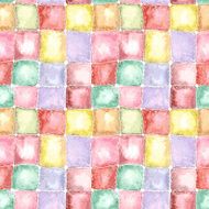 Colorful painted watercolor patchwork quilt