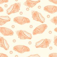 Seamless texture shells and pearls vintage vector
