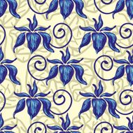 Seamless vector pattern of blue irises