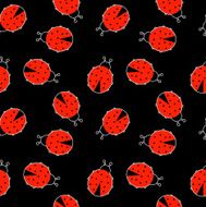 Vector Seamless pattern with ladybugs on black background