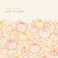 Vector thanksgiving line art pumkins horizontal frame seamless pattern background