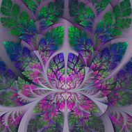 Fabulous fractal pattern in purple blue and green Tree foliage