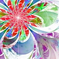 Flower background Blue red and green palette Fractal design