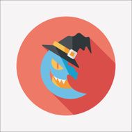 Halloween moon flat icon with long shadow eps10 N38