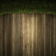 Blank Wooden background with Christmas garland N2