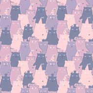 Seamless pattern of cute cats N5