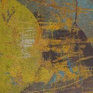 3d abstract circle grunge yellow blue wall background