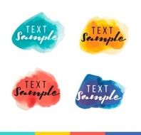 set of hand painted watercolor banners