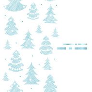 Blue decorated Christmas trees silhouettes textile vertical frame seamless pattern N2