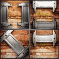Vector metal and wood background set N3