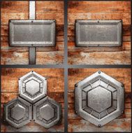 Vector metal and wood background set N5