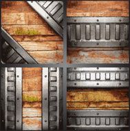 Vector metal and wood background set N6