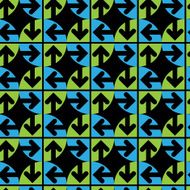 Decorative continuous multicolored pattern with arrows