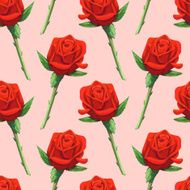 Watercolor seamless pattern with red roses flowers N3