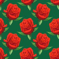 Watercolor seamless pattern with red roses flowers N4
