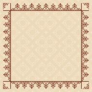 quadratic beige card with vintage frame - vector