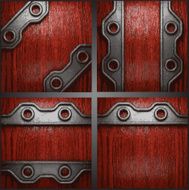 Vector metal on wood background set