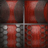 Vector metal on wood background set N3
