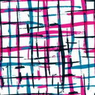 Seamless watercolor bold plaid pattern with colorful stripes Vector background