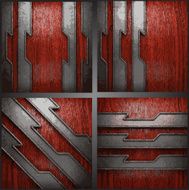 Vector metal on wood background set N4