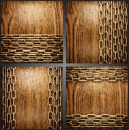 Vector wood and gold background set