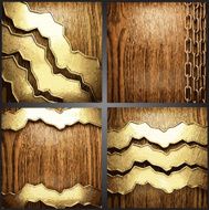 Vector wood and gold background set N2