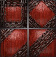Vector metal on wood background set N8