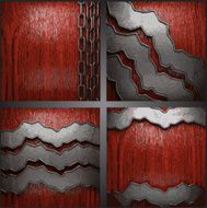 Vector metal on wood background set N9