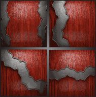 Vector metal on wood background set N10