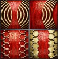 Vector wood and gold background set N5