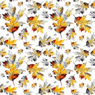Seamless texture with colored watercolor maple leaves N15