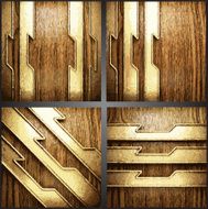 Vector wood and gold background set N10