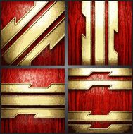 Vector wood and gold background set N12
