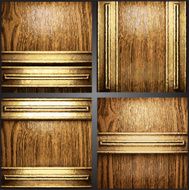 Vector wood and gold background set N16