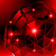 Plastic pixilated backdrop with glossy 3d cybernetic model N4