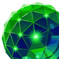 Plastic pixilated background with 3d complicated template