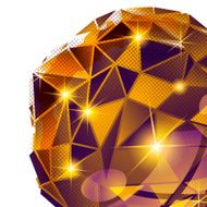 Plastic pixilated backdrop with glossy 3d cybernetic object N4